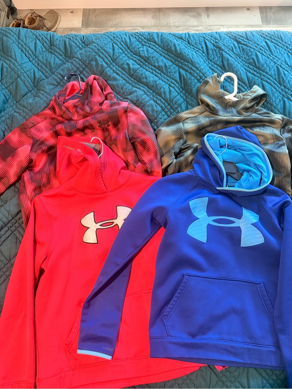 Under Armour Kids Bright Red & Royal Blue Logo Hoodies Set